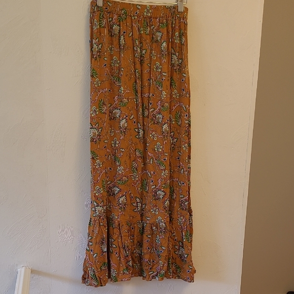 Bohemian Floral Maxi Skirt - Orange and Green - Picture 7 of 7